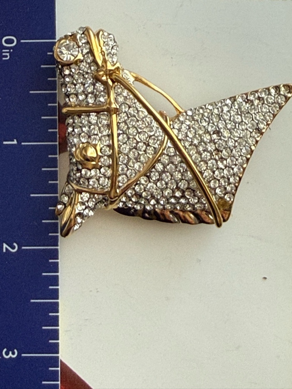 Gold and Clear Crystal Horse Head Brooch - Unbranded - Picture 6 of 6
